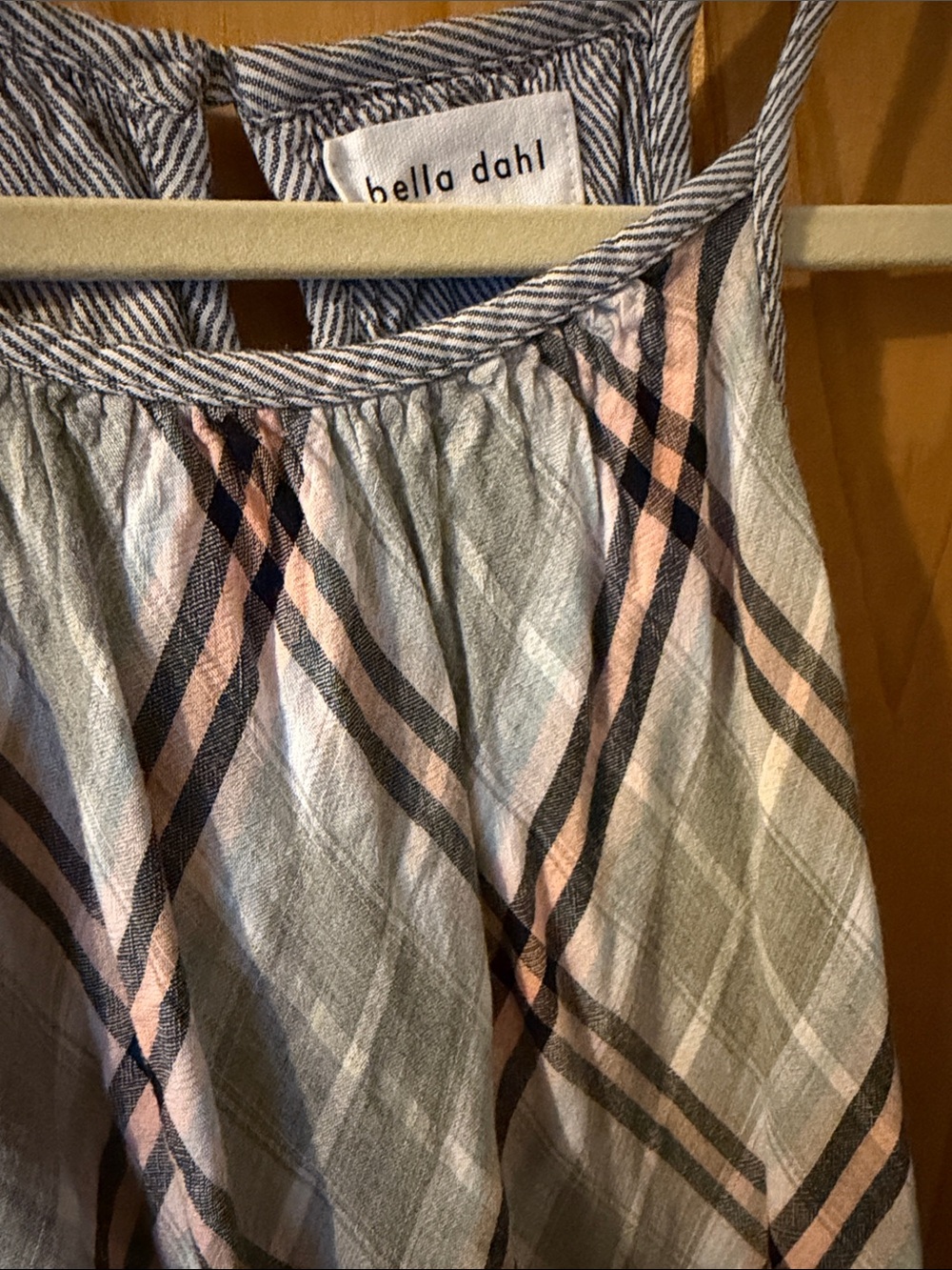 Bella Dahl Blue and Pink Plaid Halter Camisole - Picture 2 of 5